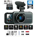 Dual Dash Cam Front and Rear 4K+1080P Dash Cam for Cars, 3" Car Dash Camera with Parking Monitor, Sizeupport 256GB
