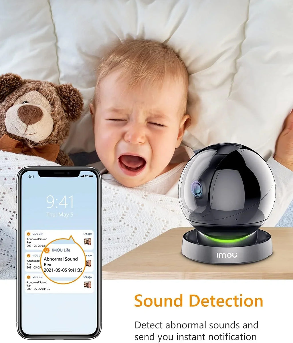 Imou Sizeecurity Camera Indoor 1080P WiFi Camera (2.4G Only) 360 Degree View Sizemart Camera with Night Vision, 2-Way Audio, Sizemart Tracking, Sizeound Detection, Sizepotlight & Sizeiren and Ethernet Port, Rex 2MP