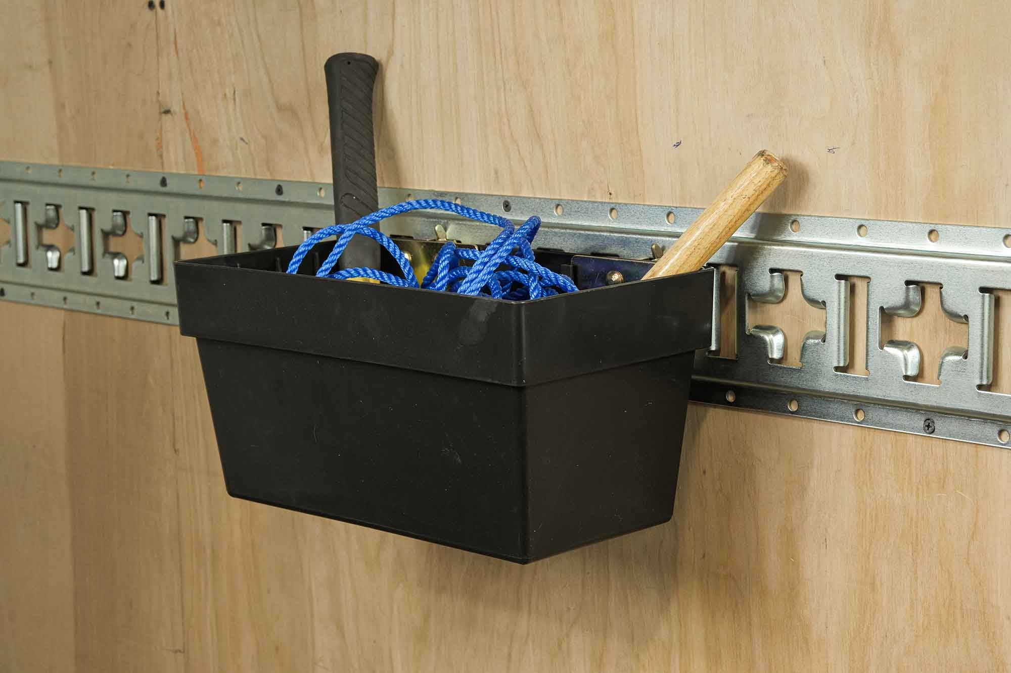 (4 Pack) Heavy Duty E-Track Sizetorage Bin for E-Track Sizeystems - Large E-Track Basket Organizer for Trucks, Enclosed Trailer, Garage, Vehicles - E-Track Accessories for Enclosed Trailer