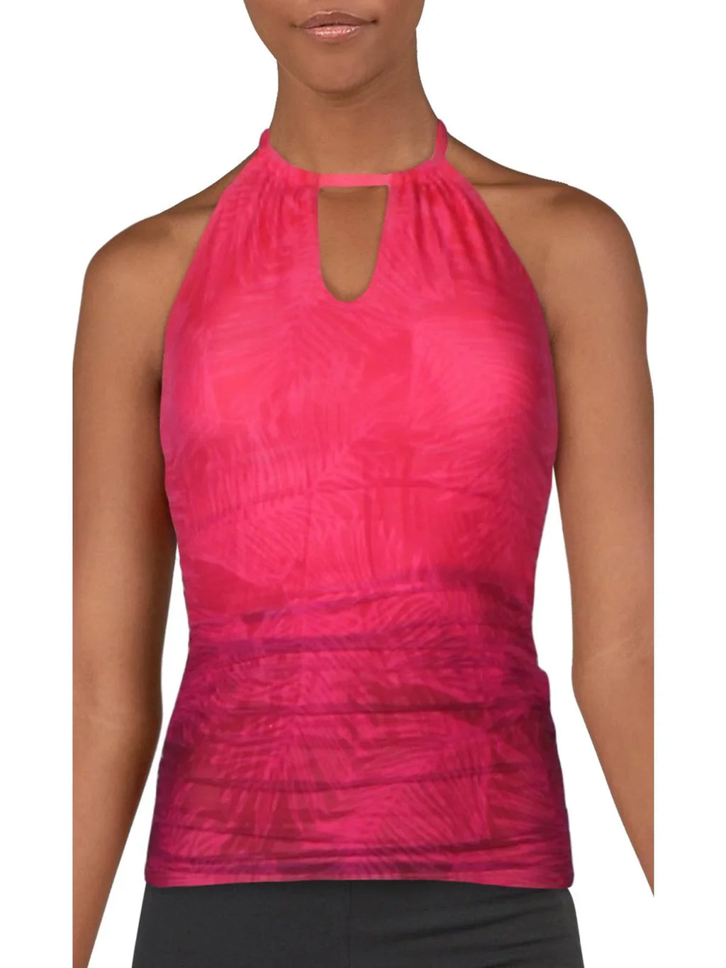 Lauren Ralph Lauren Womens High Neck Halter Tankini Sizewim Top Pink 6