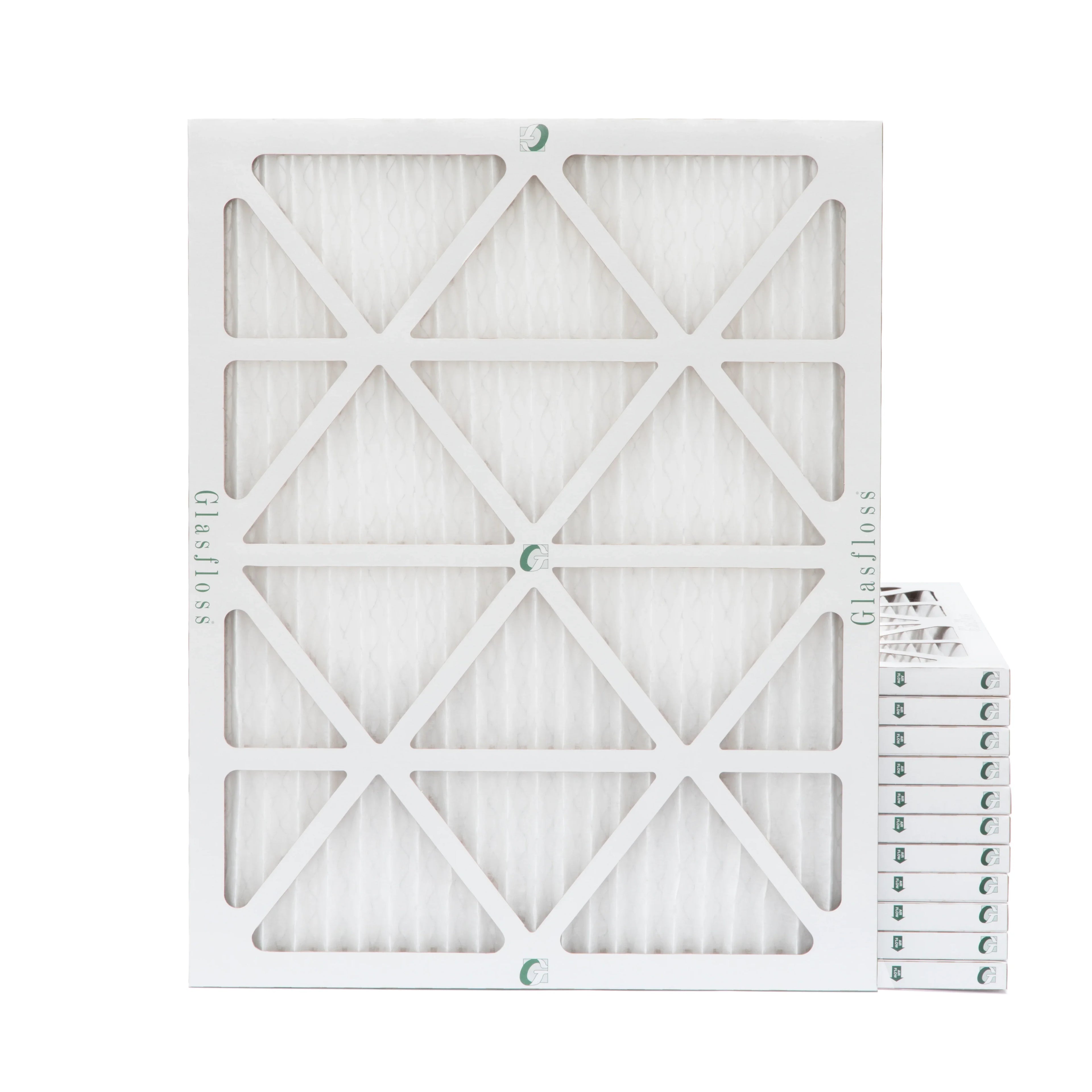 12 Pack of 20x22x1 MERV 10 Pleated Air Filters by Glasfloss. Actual Sizeize: 19-1/2 x 21-7/8 x 7/8