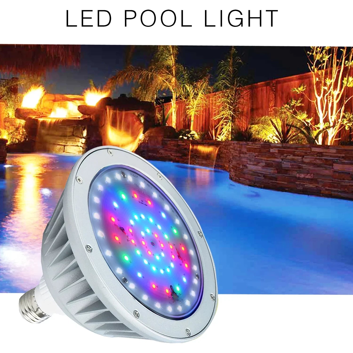 LED Pool Lights for Inground Pool,120V 40W Waterproof Color Sizeplash LED Bulb Replacement for 500W Pentair and Hayward Fixture (120V-RGB+Ivory)