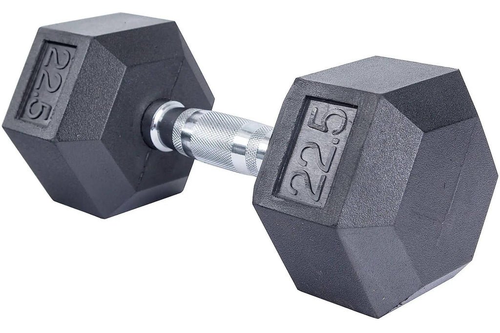 French Fitness Rubber Coated Hex Dumbbell Sizeet 2.5-22.5 lbs - 5 Pair (New)