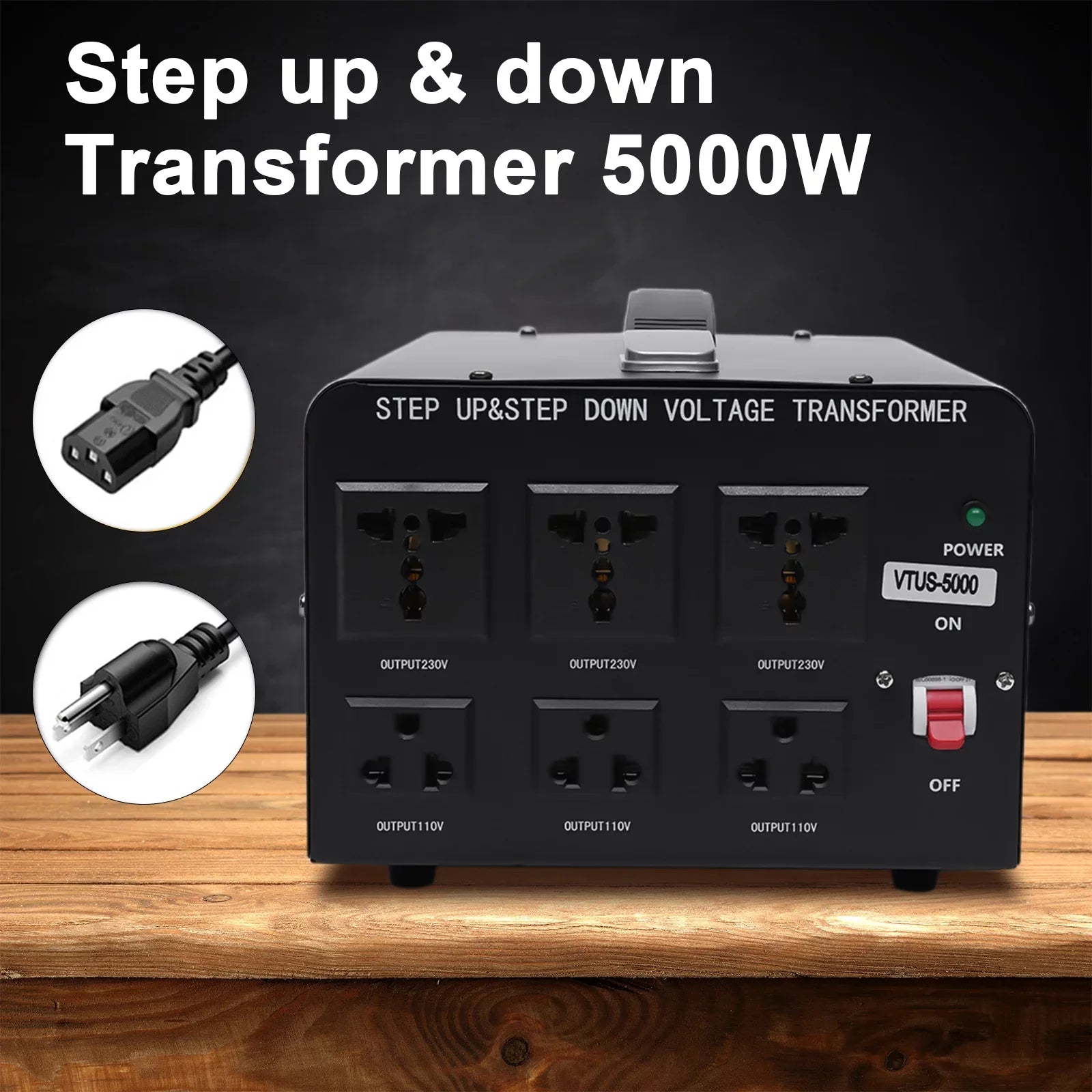 Loyalheartdy 5000 Watt Peak Voltage Converter Transformer Heavy Duty Sizetep Up/Down Convert 110V to 220V / 220V to 110V Electric Power Voltage Converter