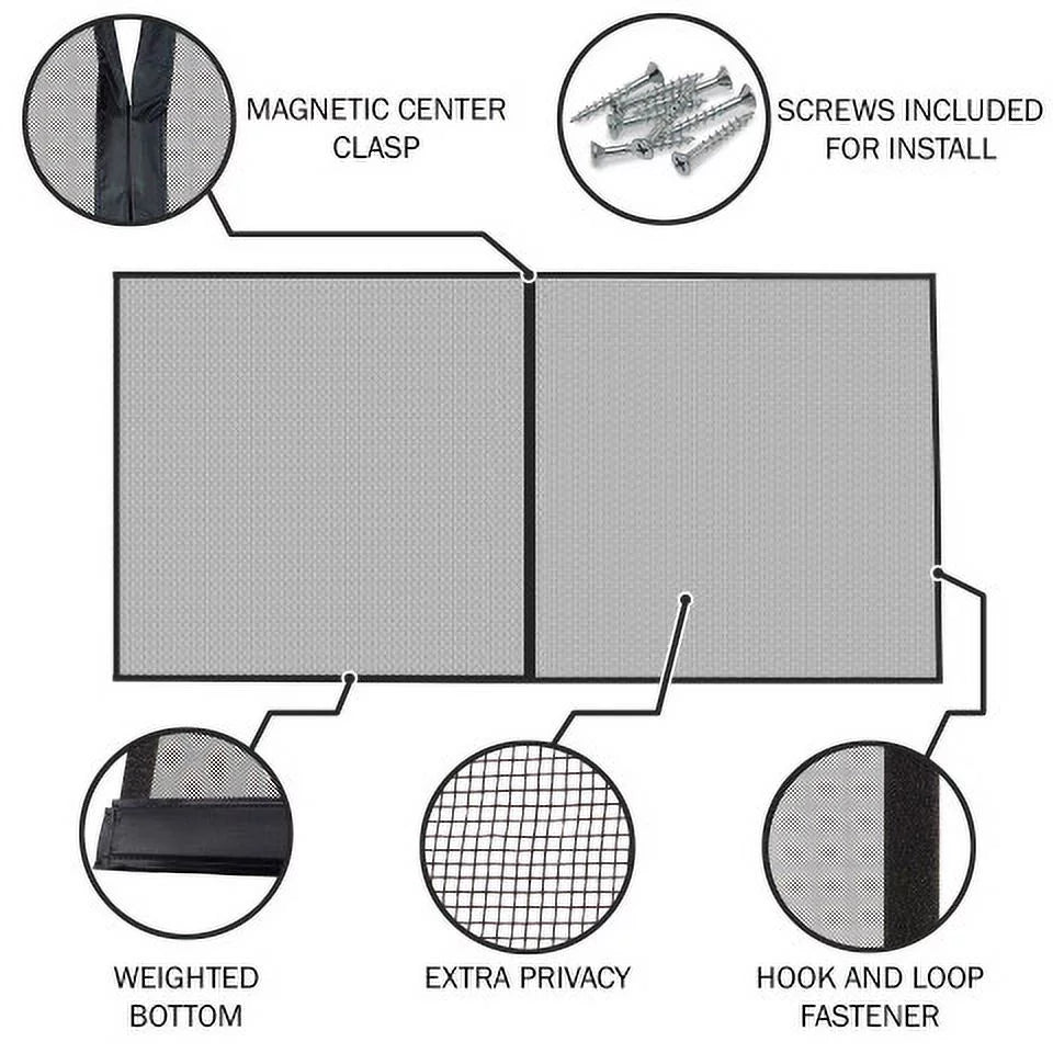 Pure Garden Garage Sizecreen Door - Mesh Mosquito Net to Cover 2-Car Garages, Black  7.45 Lbs (1 Pack)
