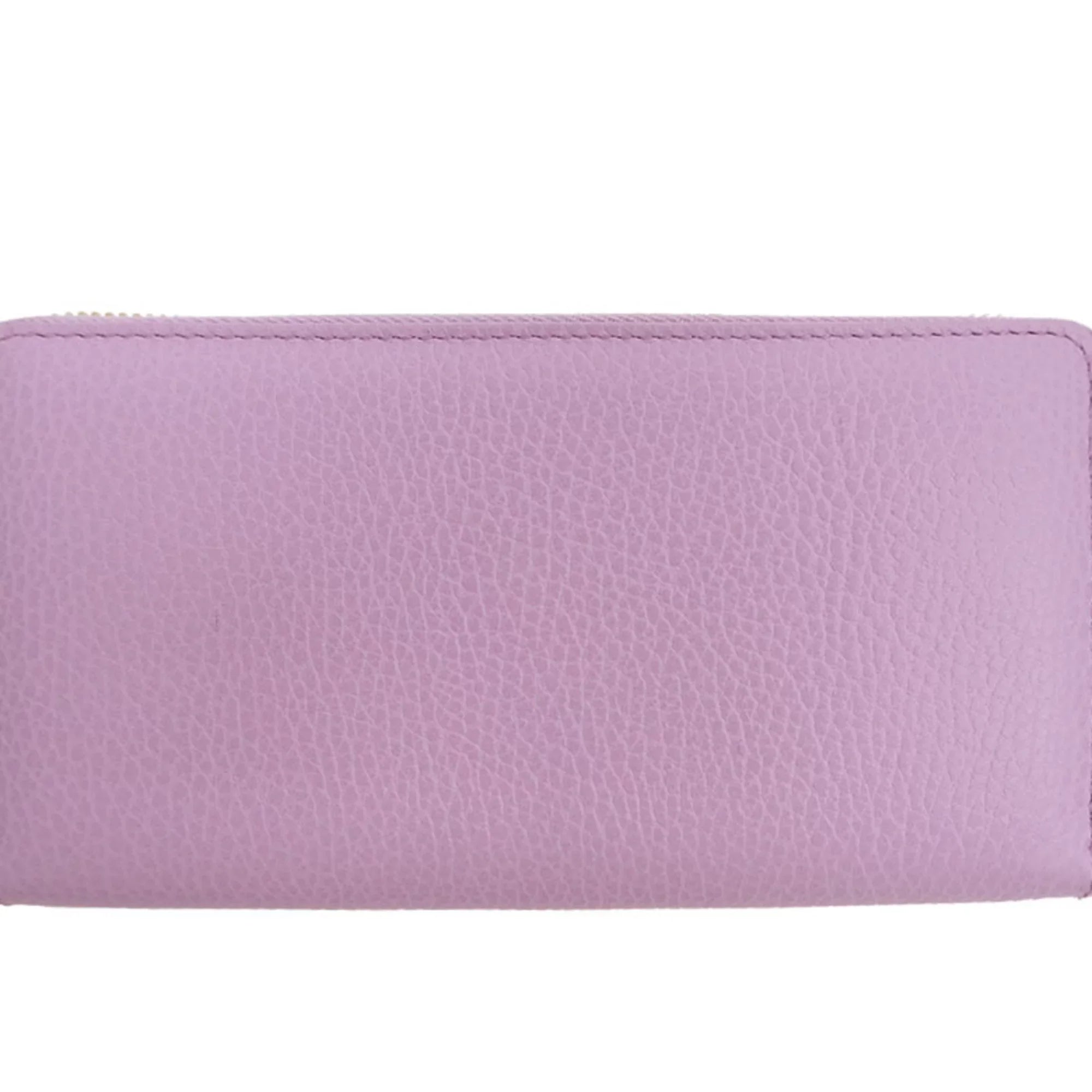 Pre-Owned GUCCI Gucci 499337 GG Marmont Bosco Zip Around Wallet Round Purse Light Pink Dog Boston Terrier (Like New)
