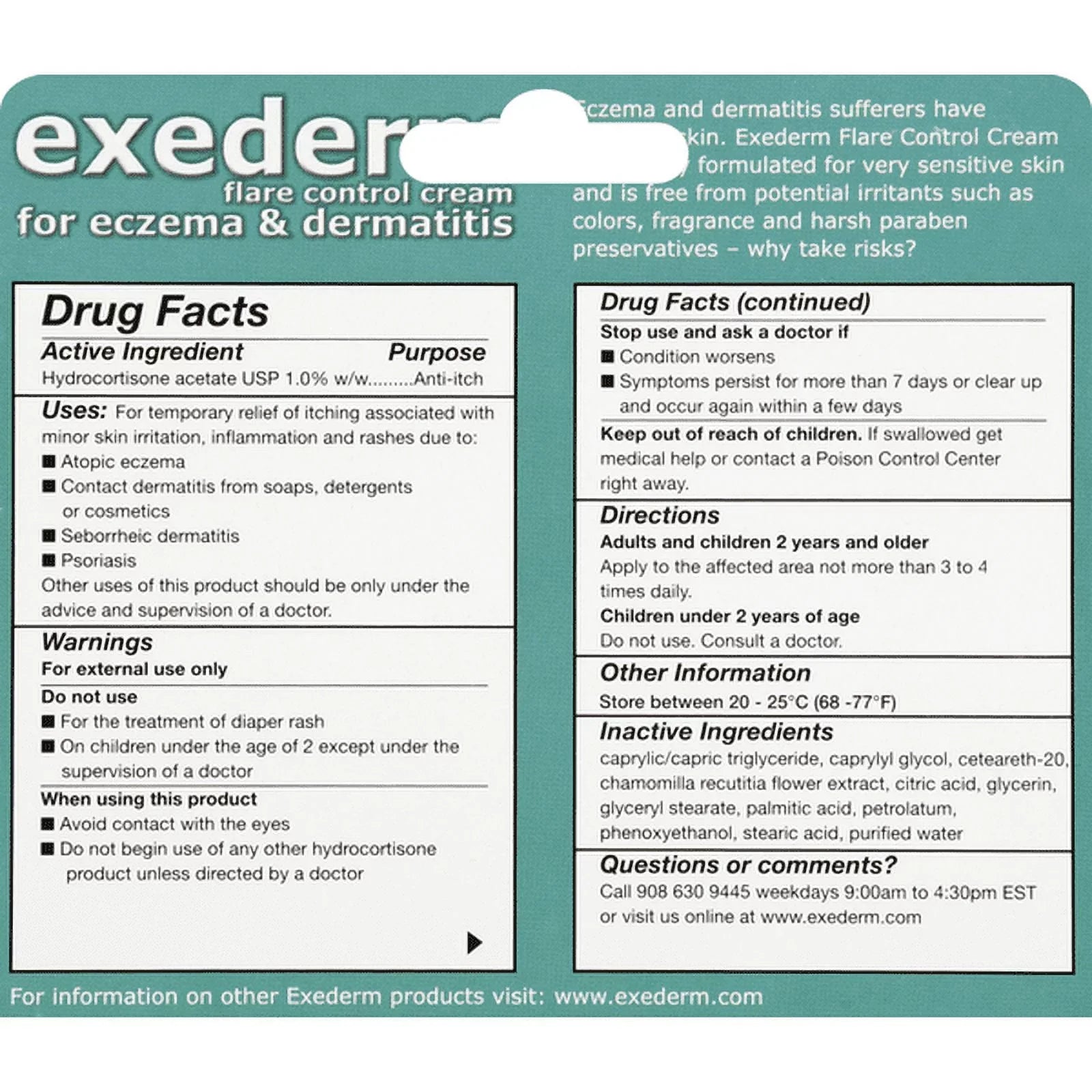 Exederm Flare Control Cream for Eczema & Dermatitis 2 oz (Pack of 3)