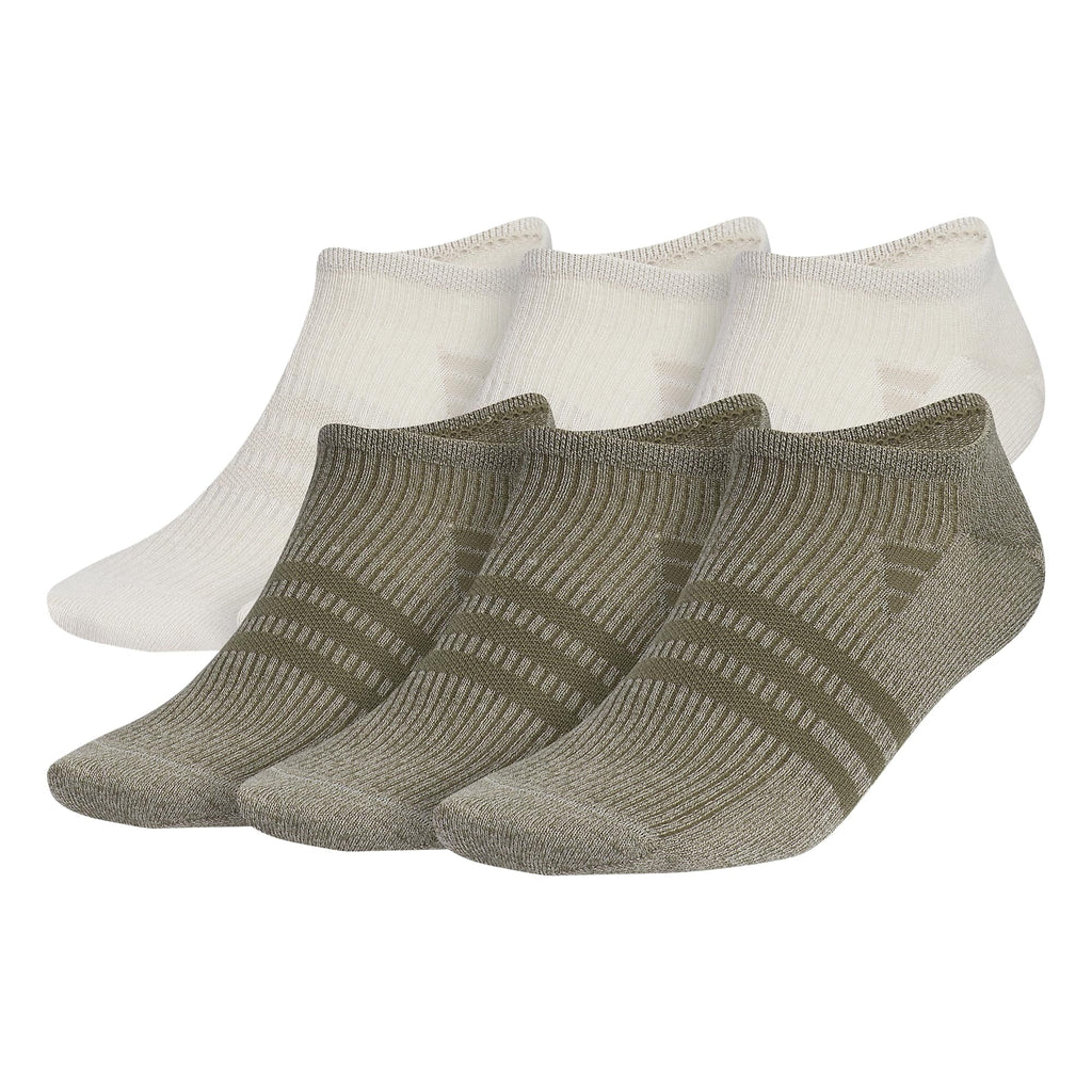adidas Men's Sizeuperlite 3.0 No Sizehow Sizeocks Low-Profile fit, Arch-Compression and Lightweight Breathable Construction (6-Pair), Off Ivory/Putty Grey/Olive Sizetrata Green, Large