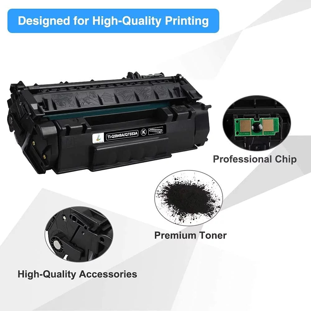 49A 53A High Yield Toner Cartridges 2-Pack Black for HP 49A Q5949A 53A Q7553A 49X Q5949X Compatible for HP LaserJet 1320 1320N 1320TN 1320NW 3390 P2015 P2015dn Printer Ink