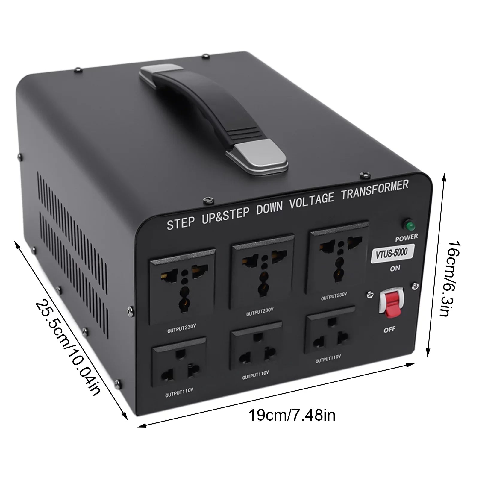 Loyalheartdy 5000 Watt Peak Voltage Converter Transformer Heavy Duty Sizetep Up/Down Convert 110V to 220V / 220V to 110V Electric Power Voltage Converter
