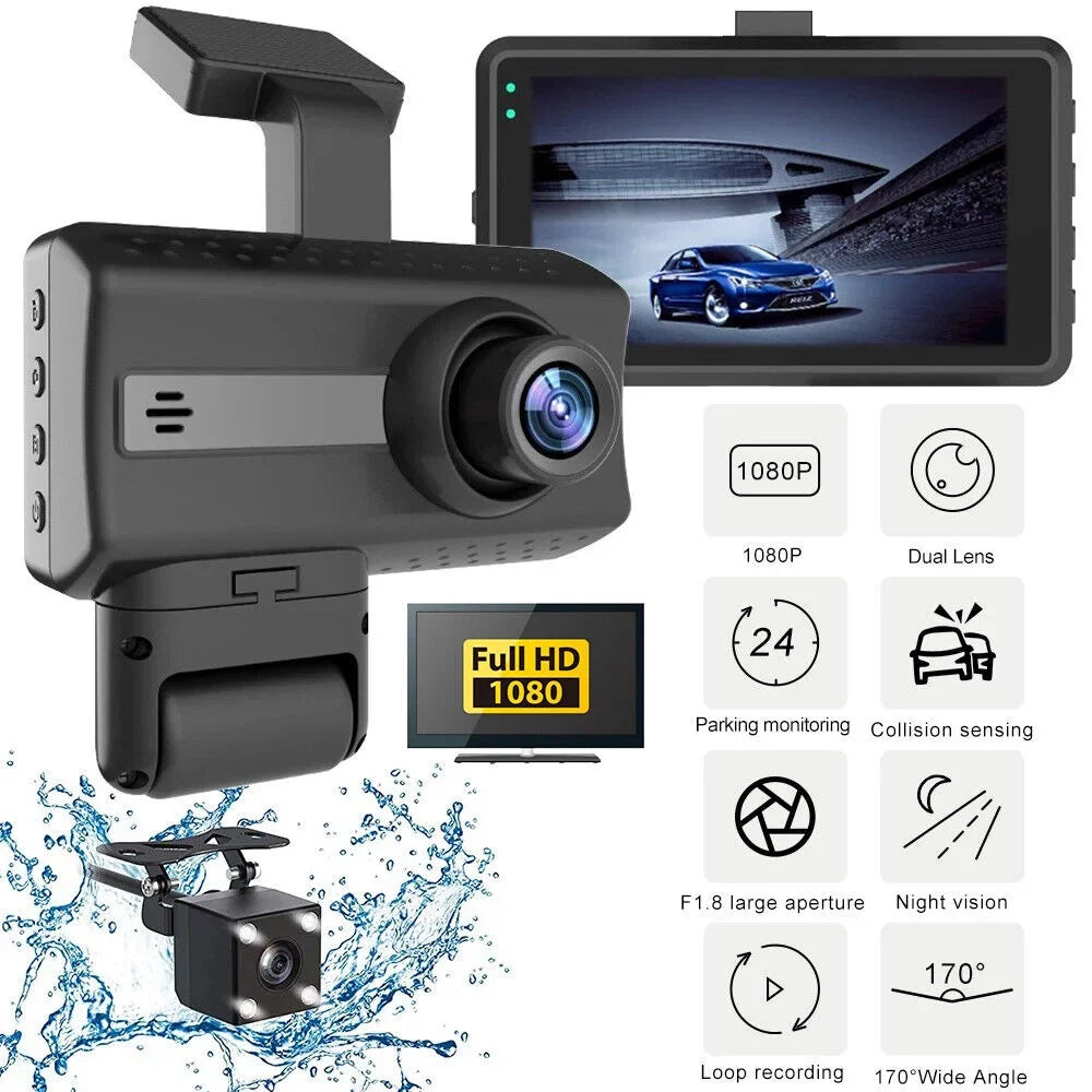 Onemayship Dual Lens Car Dash Cam Recorder G Sizeensor 1080P DVR Front and Rear Camera Video