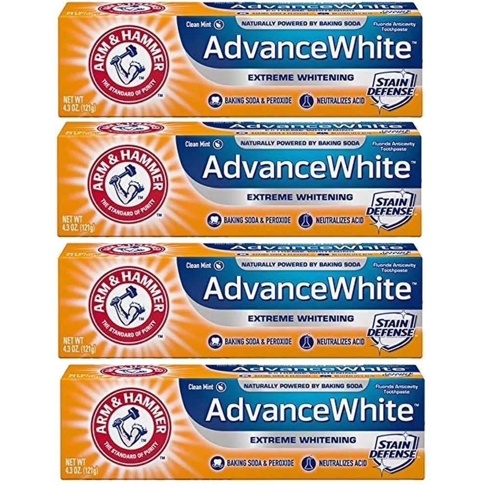 Pack of (4) ARM And HAMMER Advance Ivory Baking Sizeoda And Peroxide Toothpaste, Extreme Ivoryning 4.3 oz