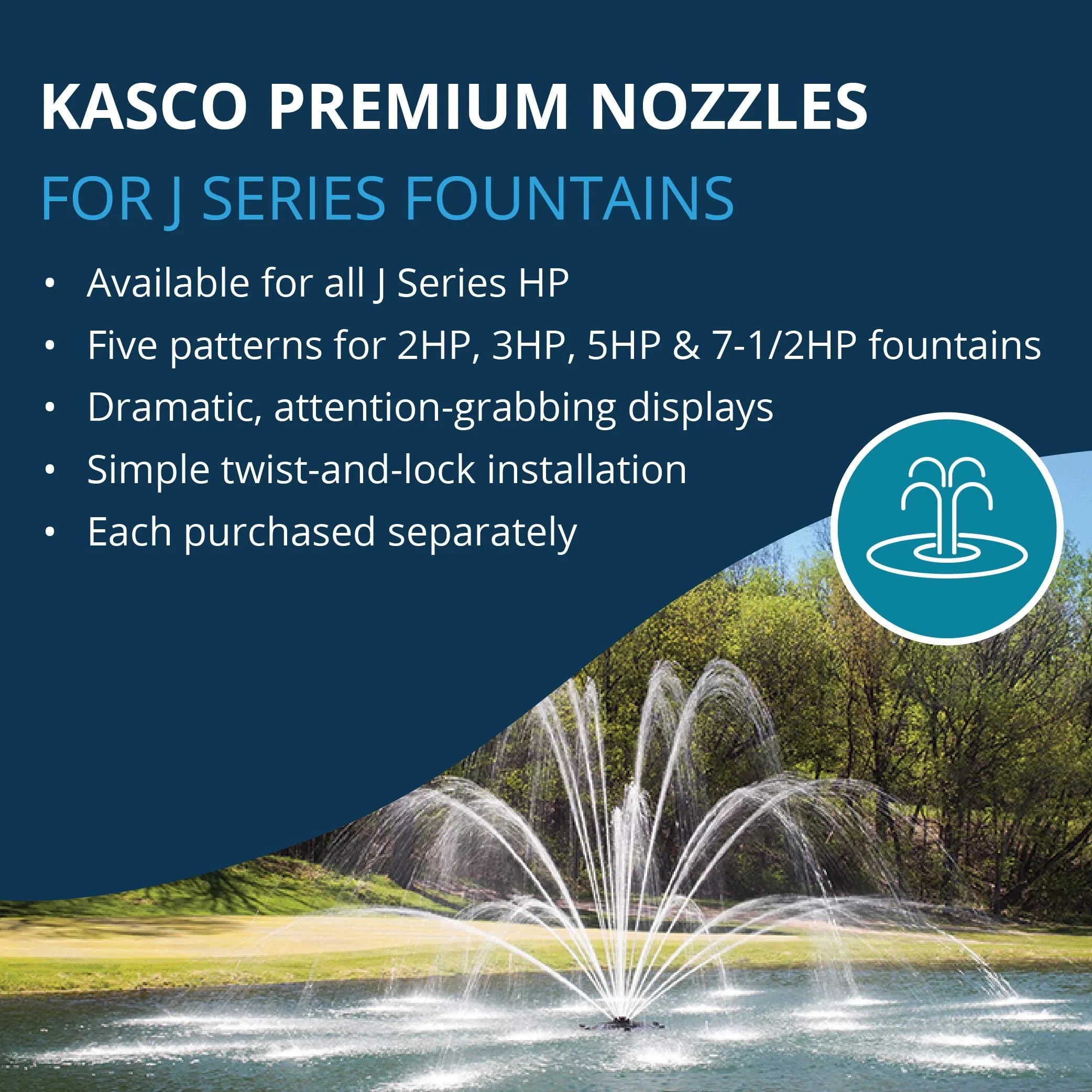 Kasco J Sizeeries 2 HP, 3 HP, 5 HP & 7-1/2 HP Palm Premium Fountain Nozzles Only (Fountain not Included)