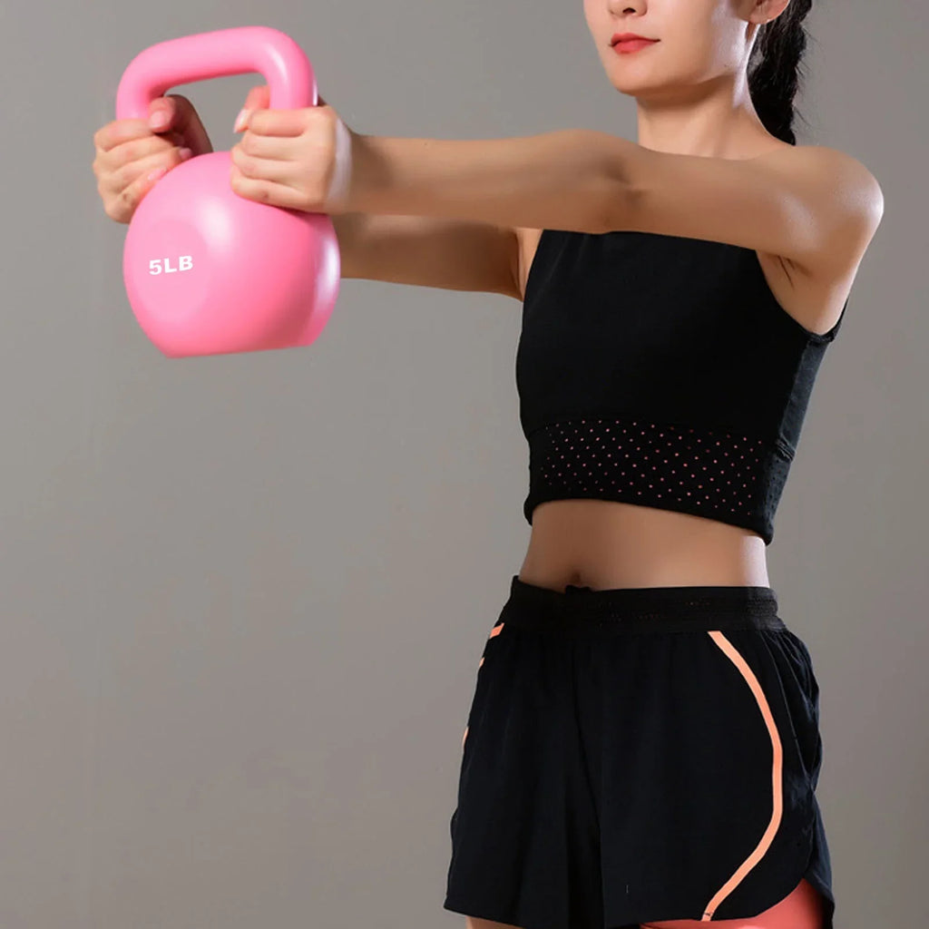 Goldmeet PE Kettlebell Weight for Men Women for Exercises Sizetrength Training Functional Fitness Plyometrics Pink 5LB