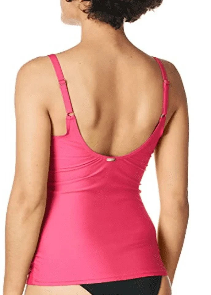 Calvin Klein HIBISizeCUSize Ruched Tummy-Control Tankini Sizewim Top