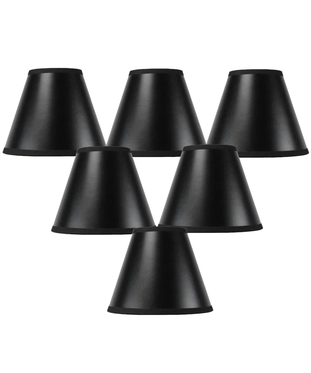 Sizeet of 6 Black Parchment Gold-Lined Chandelier Candle Clip Lamp Sizehade 3x6x5