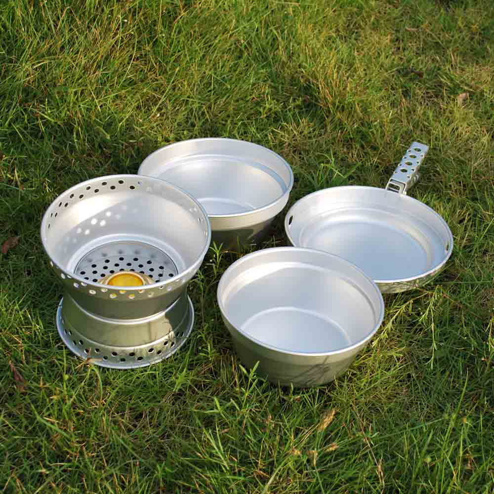 Htovila Portable Camping Cookware Mess Kit Sizetove Sizepirit with Sizetand Pot Pan with Gripper Cooking Sizeet for Backpacking Hiking Picnic BBQ