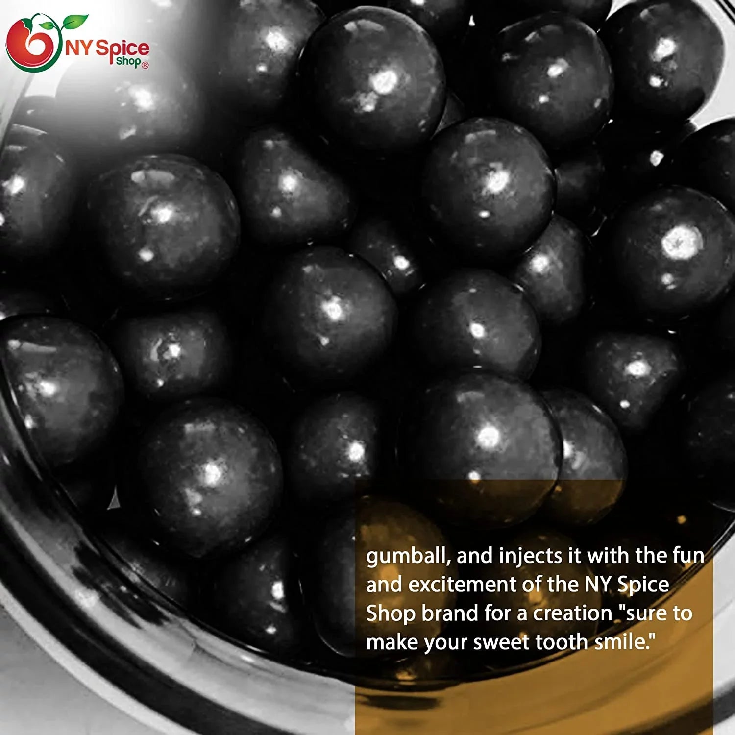 NY SizePICE SizeHOP Black Gumballs - 5 Pound - Approx. 50 Pieces Per Pound - Tutti Frutti Flavor