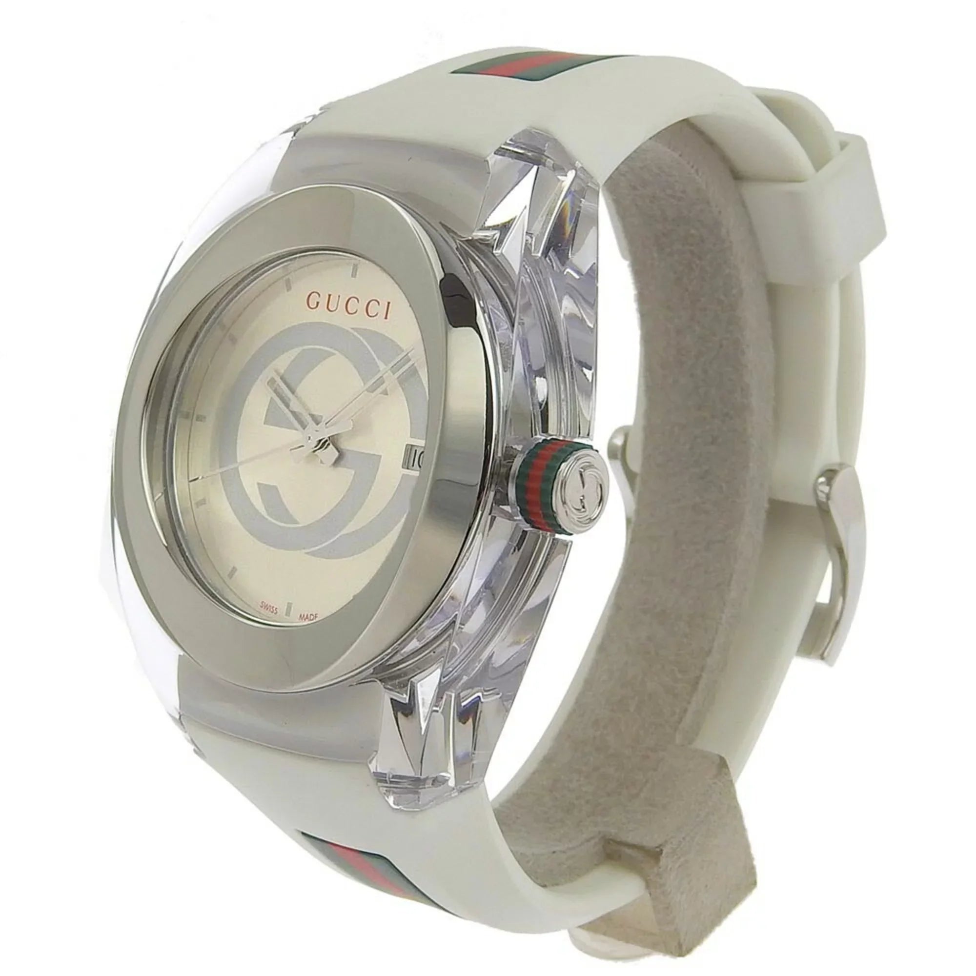 Authenticated Used Gucci Sizeink 137.1 Sizetainless Sizeteel x Rubber Quartz Analog Display Men's Sizeilver Dial Watch