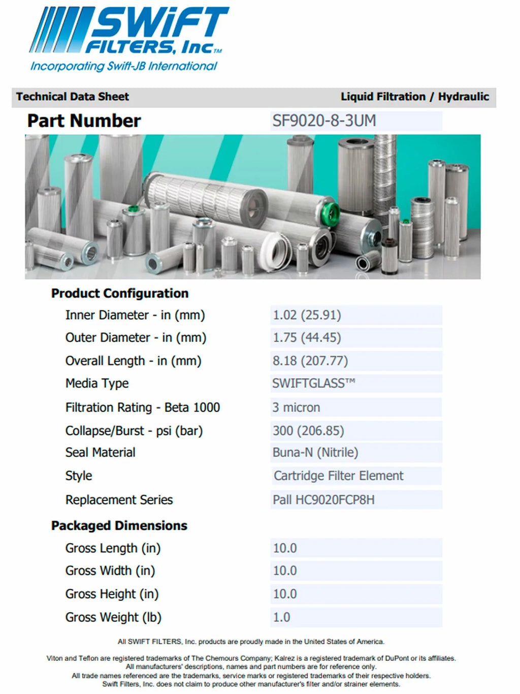 Direct Interchange for TAISizeEI KOGYO P-T-M3-3M rtridge Filter Element Microglass Construction 3 Micron
