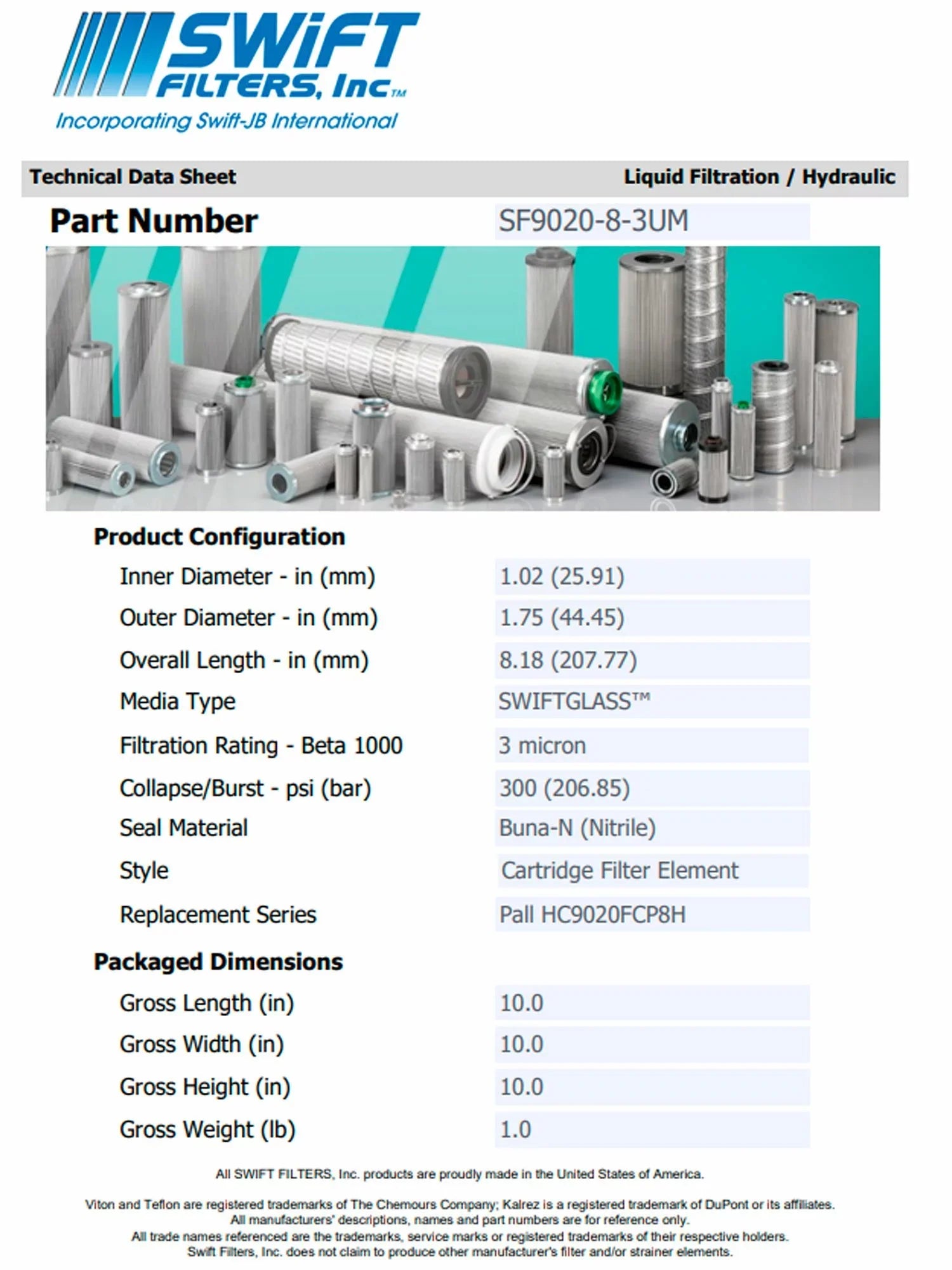 Direct Interchange for TAISizeEI KOGYO P-T-M3-3M rtridge Filter Element Microglass Construction 3 Micron
