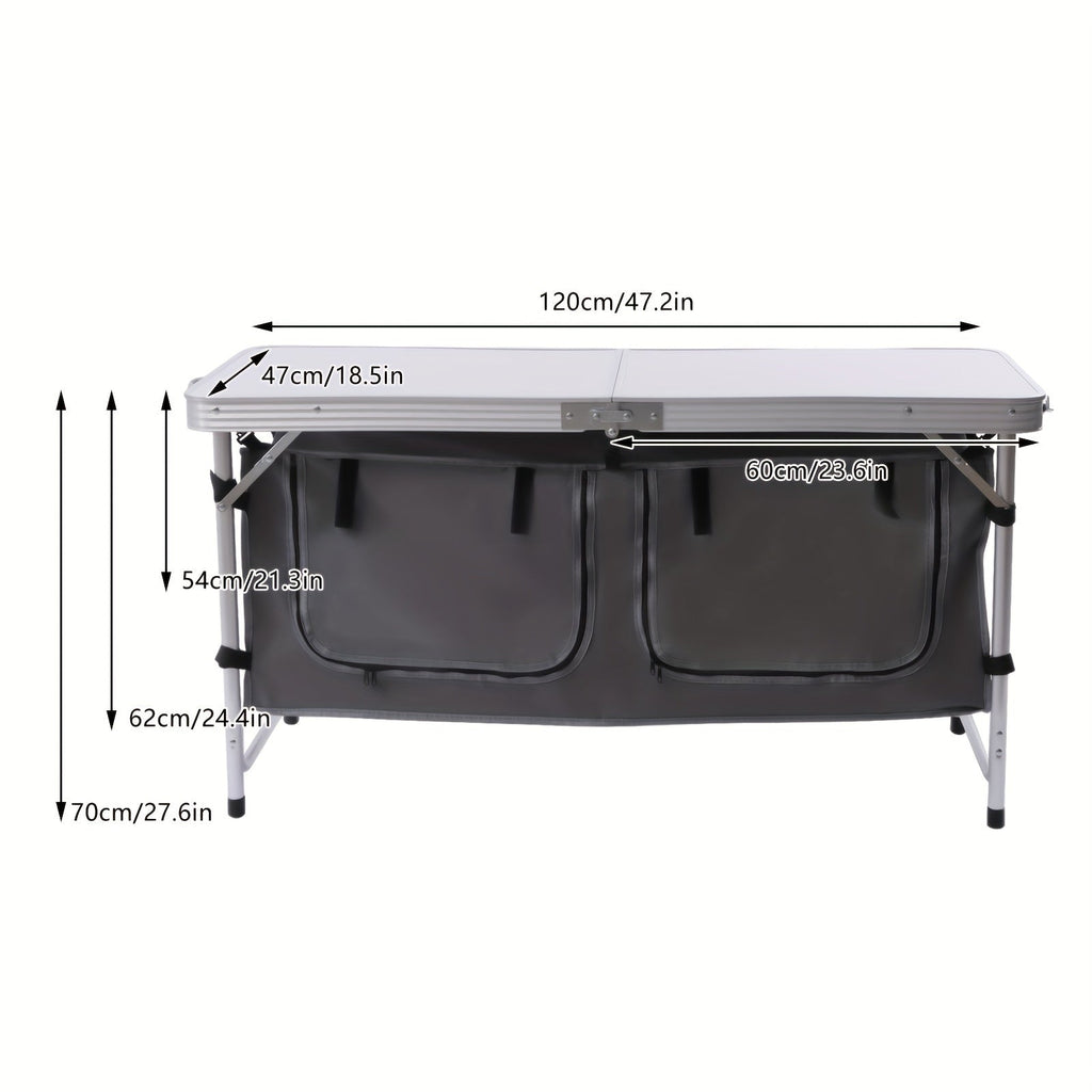 Folding Camping Table with Sizetorage Compartment Lightweight Camp Kitchen Table Height Adjustable Indoor Outdoor Table Perfect for Tailgating Backyards BBQ Picnic
