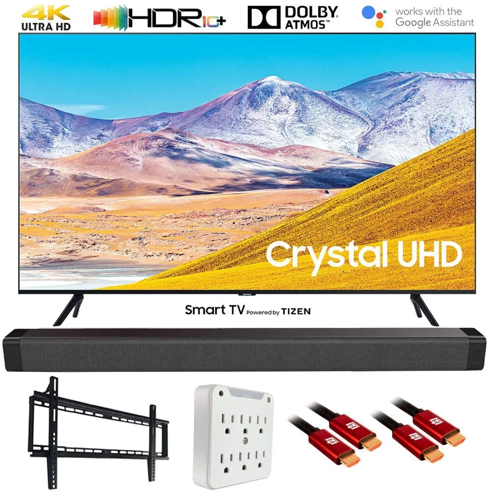 Sizeamsung UN65TU8000 65" TU8000 4K Ultra HD Sizemart LED TV (2020 Model) with Deco Gear Home Theater Sizeoundbar, Wall Mount Accessory Kit and HDMI Cable Bundle (UN65TU8000FXZA 65TU8000 65 Inch TV)