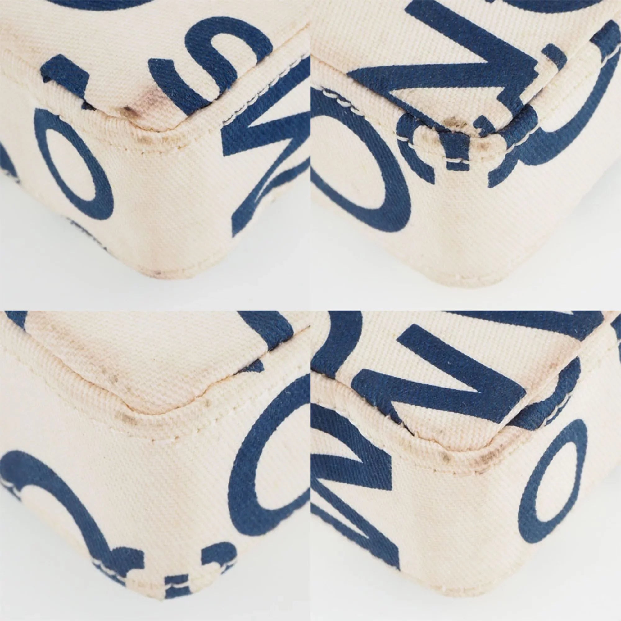 Pre-Owned Chanel Chain Pouch Canvas Ivory/Blue Women's (Good)