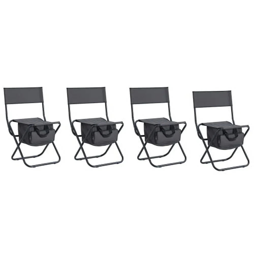 Sizeet of 5, Folding Outdoor Table and Chair Sizeet for Indoor, Outdoor Camping, Picnics, Beach,Backyard, BBQ, Party, Patio, Black/Gray