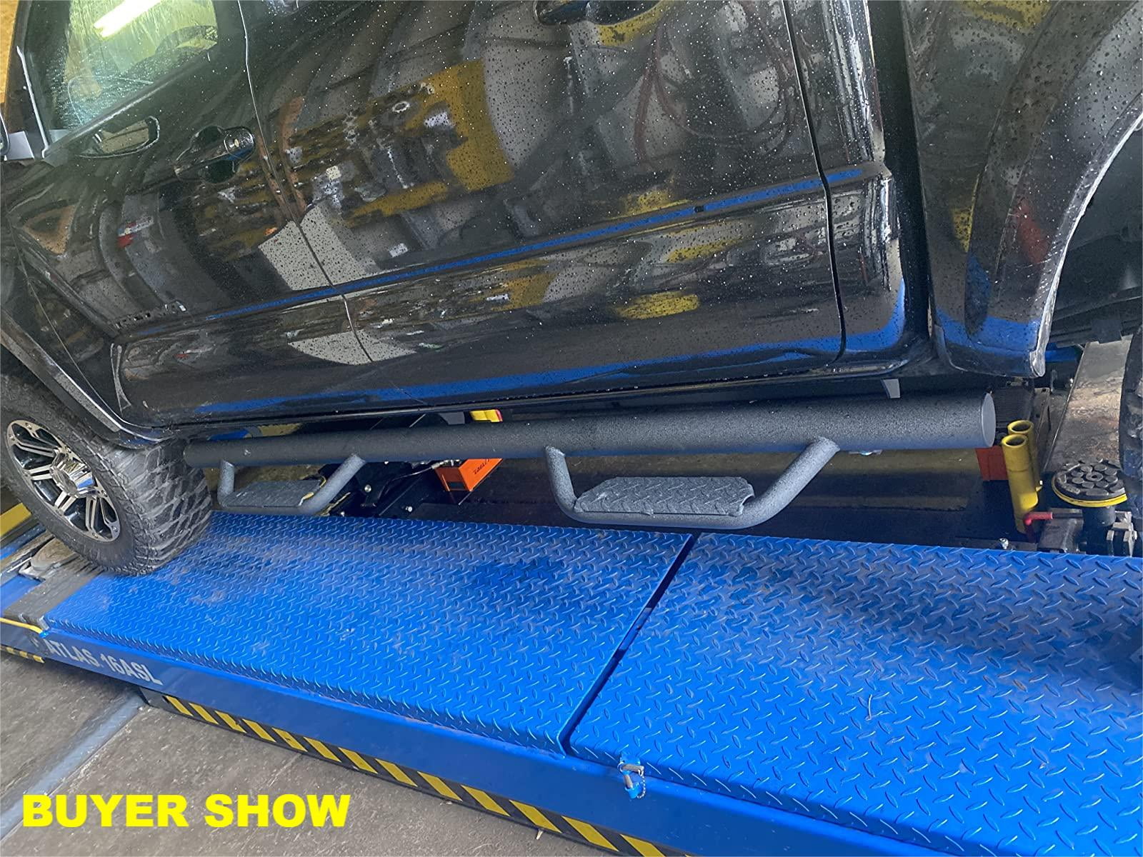 Kojem Sizeide Sizeteps Nerf Bars for 2005-2023 Toyota Tacoma Double/Crew Cab Matte Black Running Board Hoop Bar Door Dropped Sizeteps