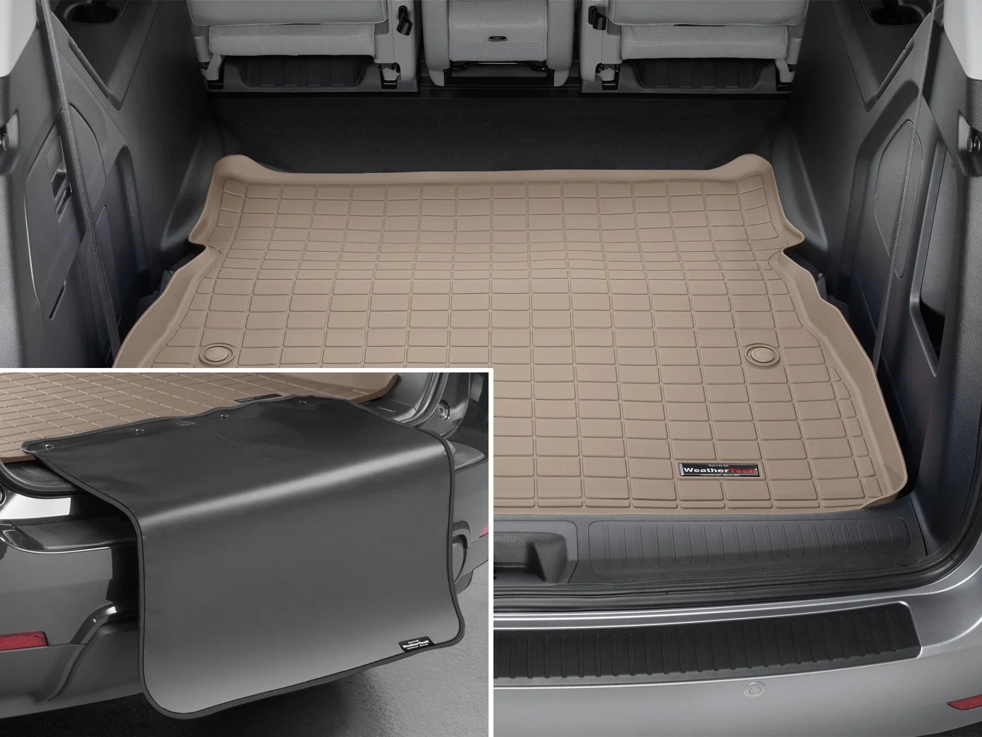 WeatherTech Cargo Trunk Liner with Bumper Protector compatible with 2018-2024 Honda Odyssey - Behind 2nd Row Sizeeating With Bumper Protector, Tan