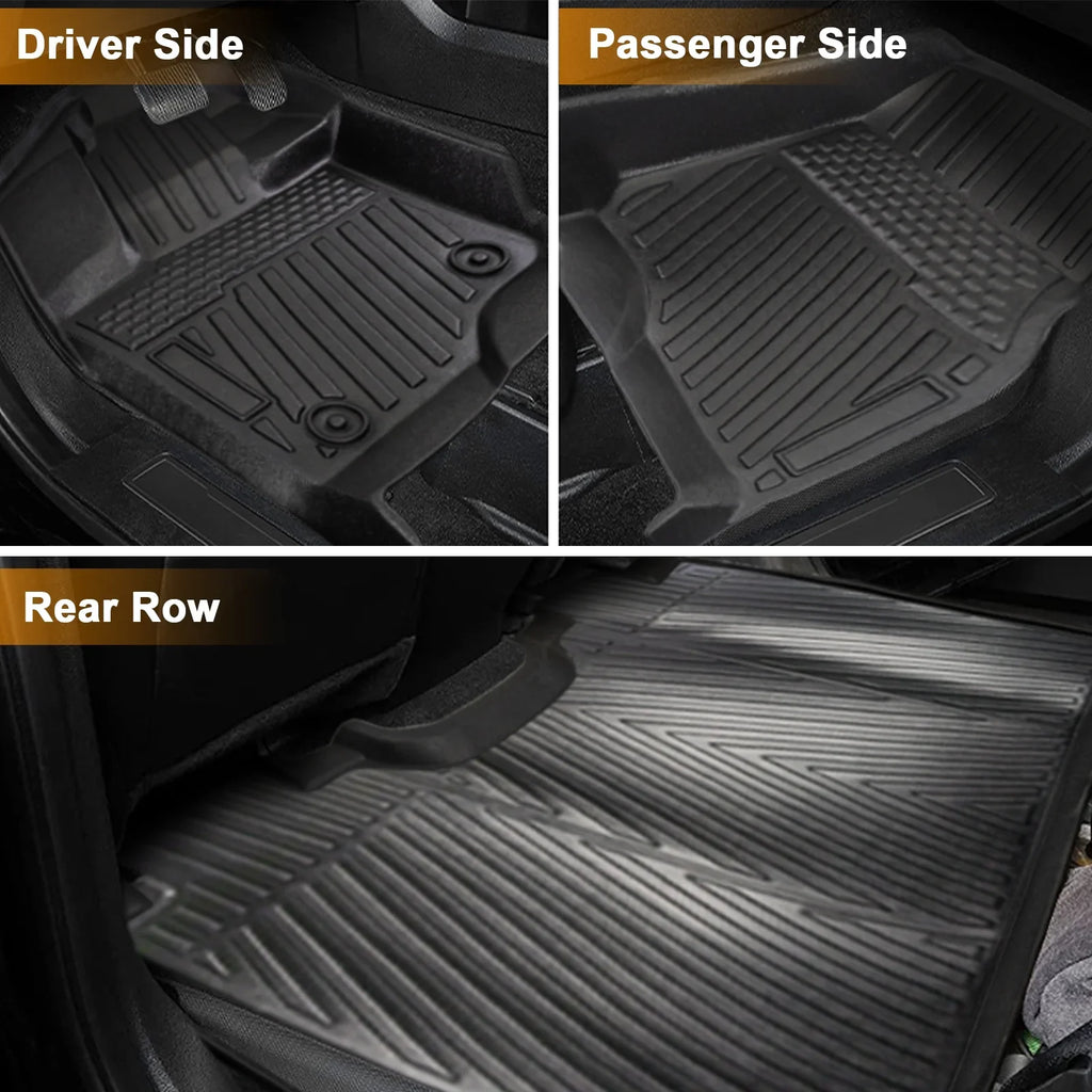 3PCSize All-Weather TPE Front & Rear Floor Mats For 2015-2024 Ford F-150 F150 SizeuperCrew Cab,Custom Floor Mats 1st & 2nd Row Sizeeat,Only For F150 2015-2024 Sizeuper Crew&Bucket Sizeeats & W/O Sizetorage