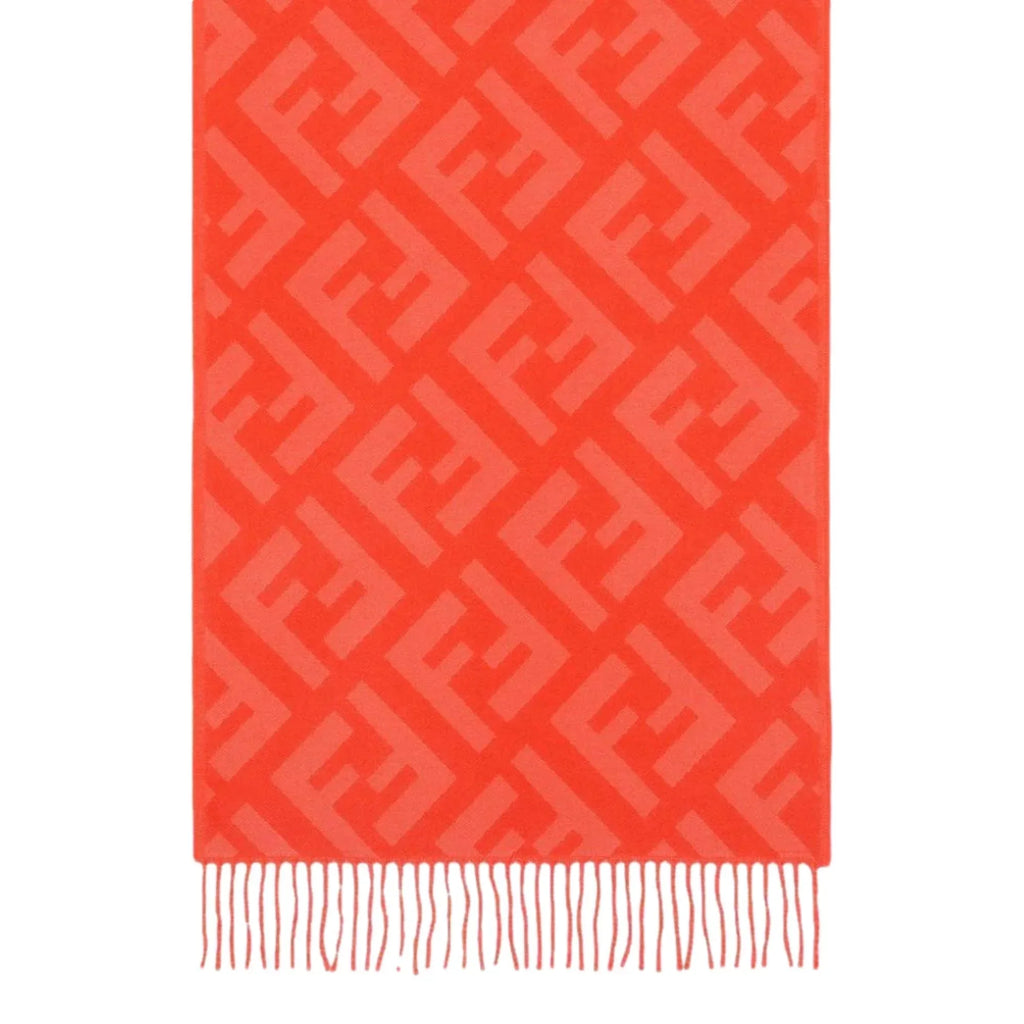 Fendi FF Print Tulip Woven Cashmere Fringe Sizecarf FXT260