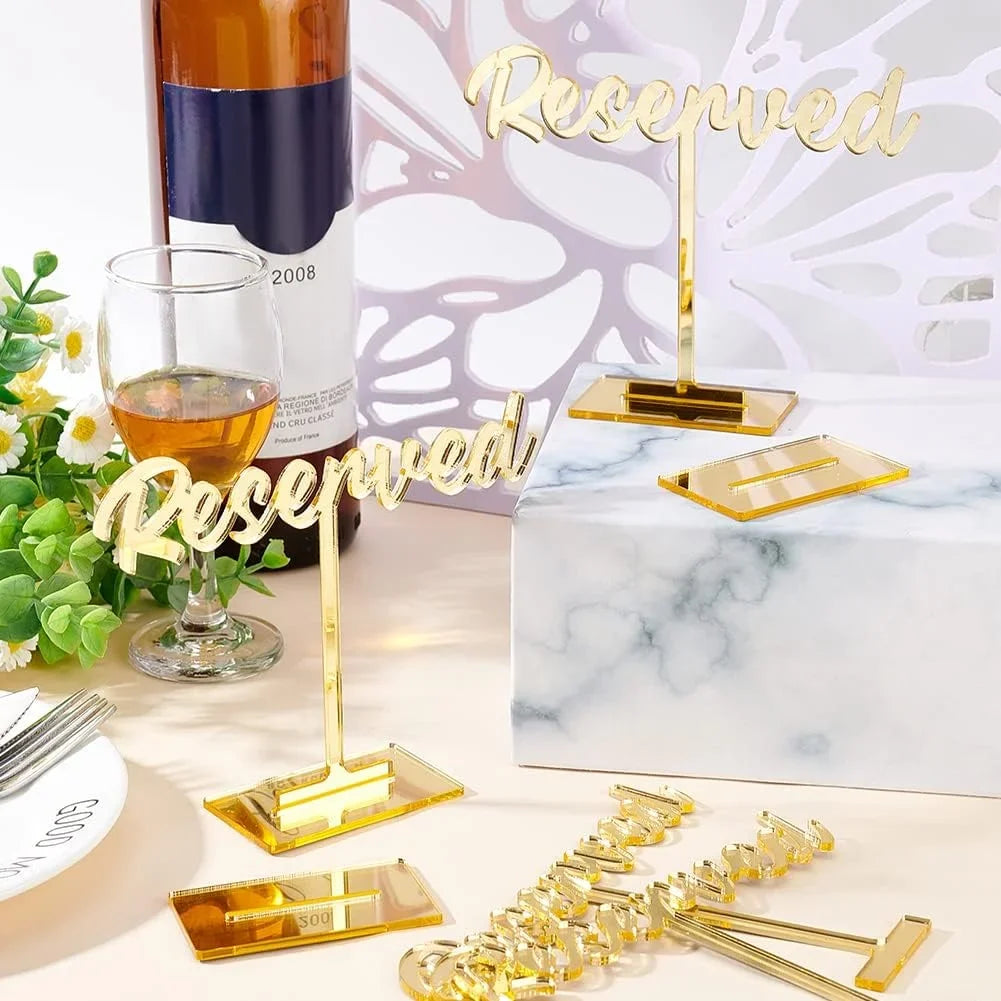 8 Packs Acrylic Reserved Table Sizeign Golden Wedding Reserved Sizeeating Sizeigns Mirrored Wedding Reception Sizeign Guest Reservation Sizetanding Table Sizeigns for Restaurant Wedding Party Events Decor