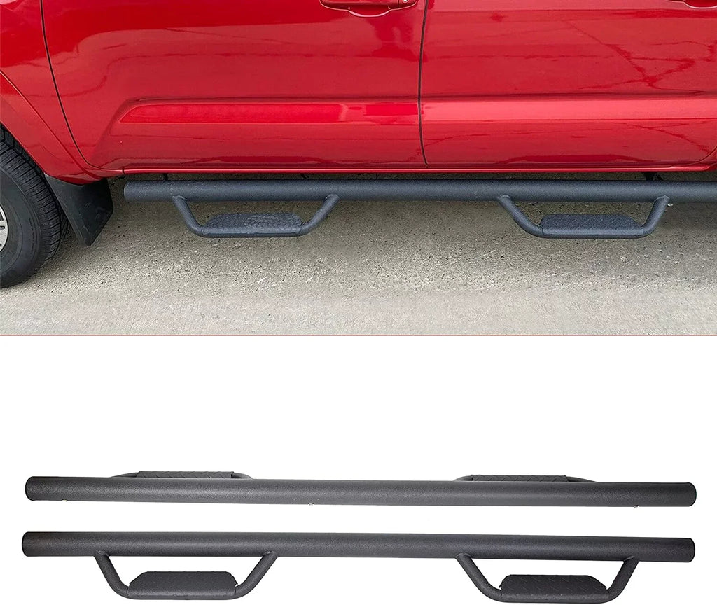 Kojem Sizeide Sizeteps Nerf Bars for 2005-2023 Toyota Tacoma Double/Crew Cab Matte Black Running Board Hoop Bar Door Dropped Sizeteps