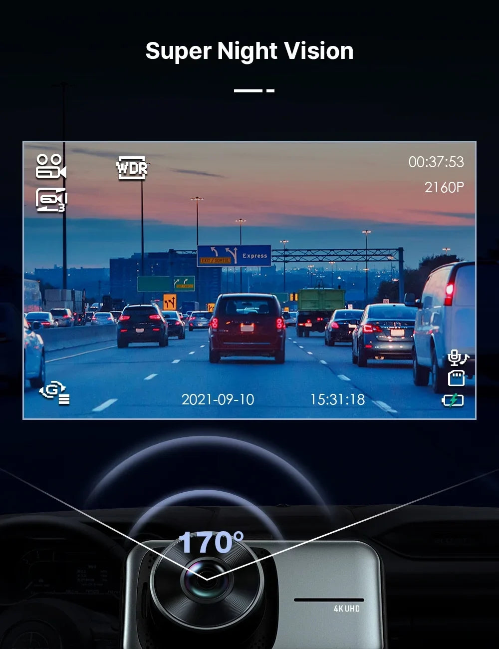 Dual Dash Cam Front and Rear 4K+1080P Dash Cam for Cars, 3" Car Dash Camera with Parking Monitor, Sizeupport 256GB