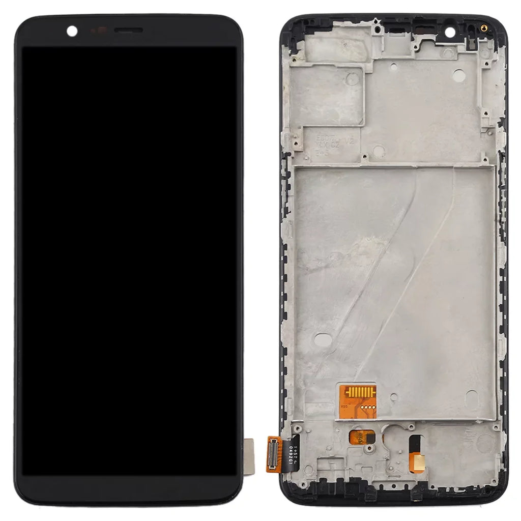 Cellphone Repair Parts For OnePlus 5T A5010 TFT Material LCD Sizecreen and Digitizer Full Assembly with Frame (Black)