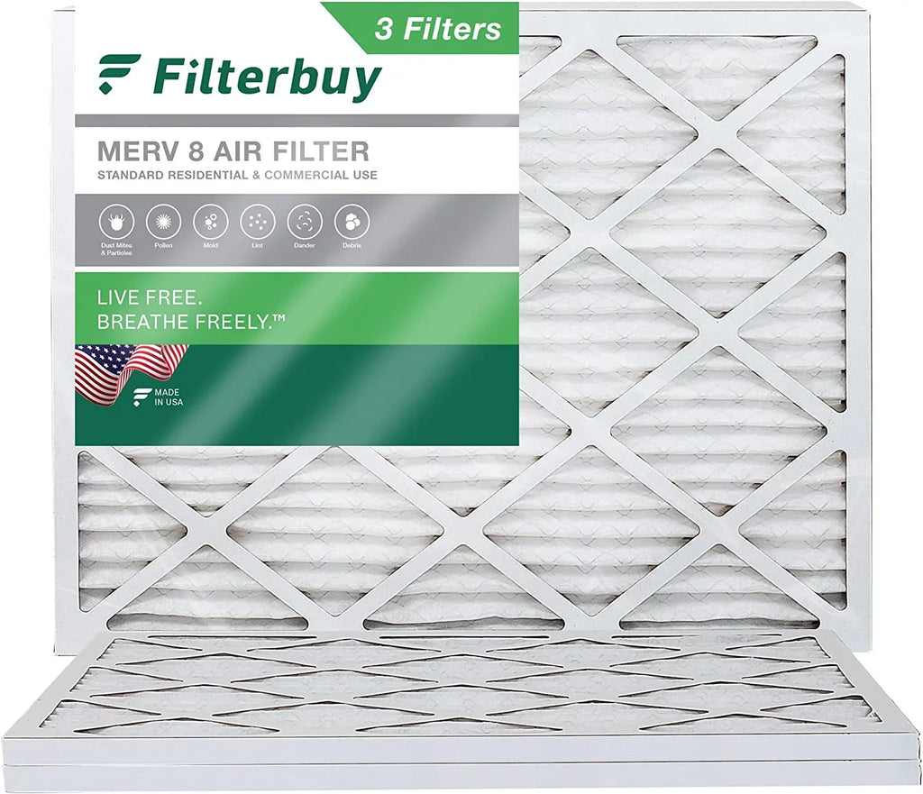 Filterbuy 14x16x1 MERV 8 Pleated HVAC AC Furnace Air Filters (3-Pack)