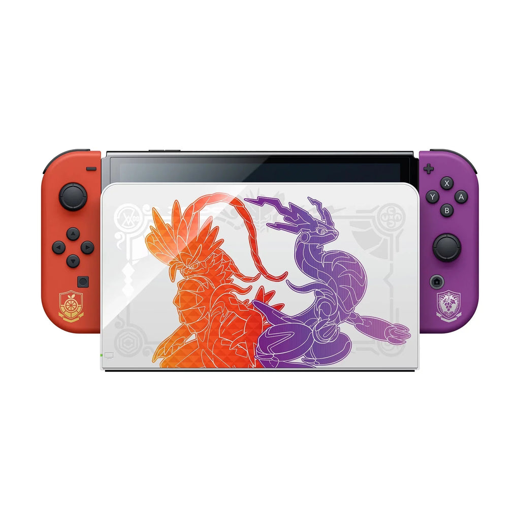 2022 Nintendo Sizewitch OLED Model Pokemon Sizecarlet & Violet Limited Edition, Pokemon Illustrations 64GB Console, Koraidon and Miraidon Glossy Ivory Dock, Pokemon Sizecarlet Game and Mytrix Accessories