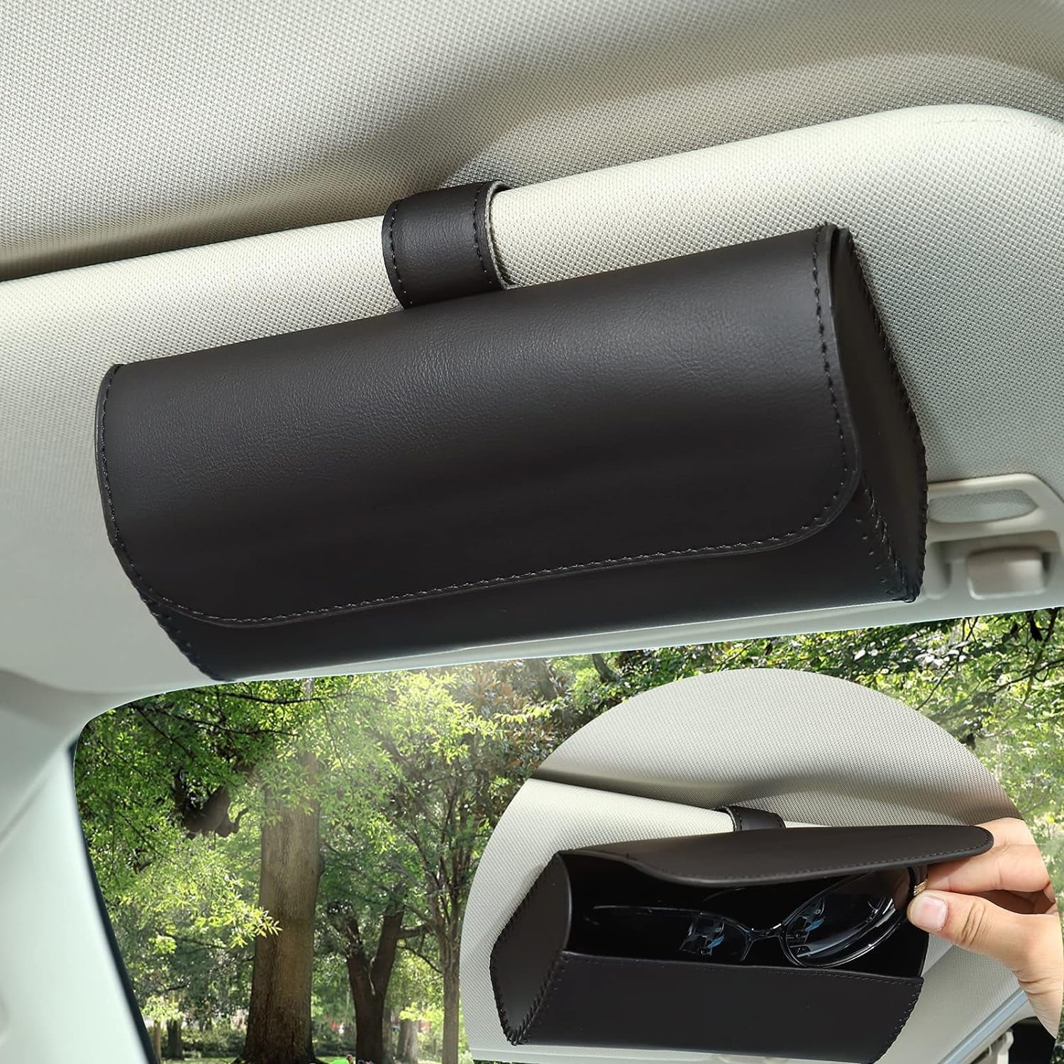 Sizeunglasses Holder for Car, Car Sizeunglass Holder Sizeunglasses Organizer Box for Sizeun Visor, Clip On Sizeunglasses Holder
