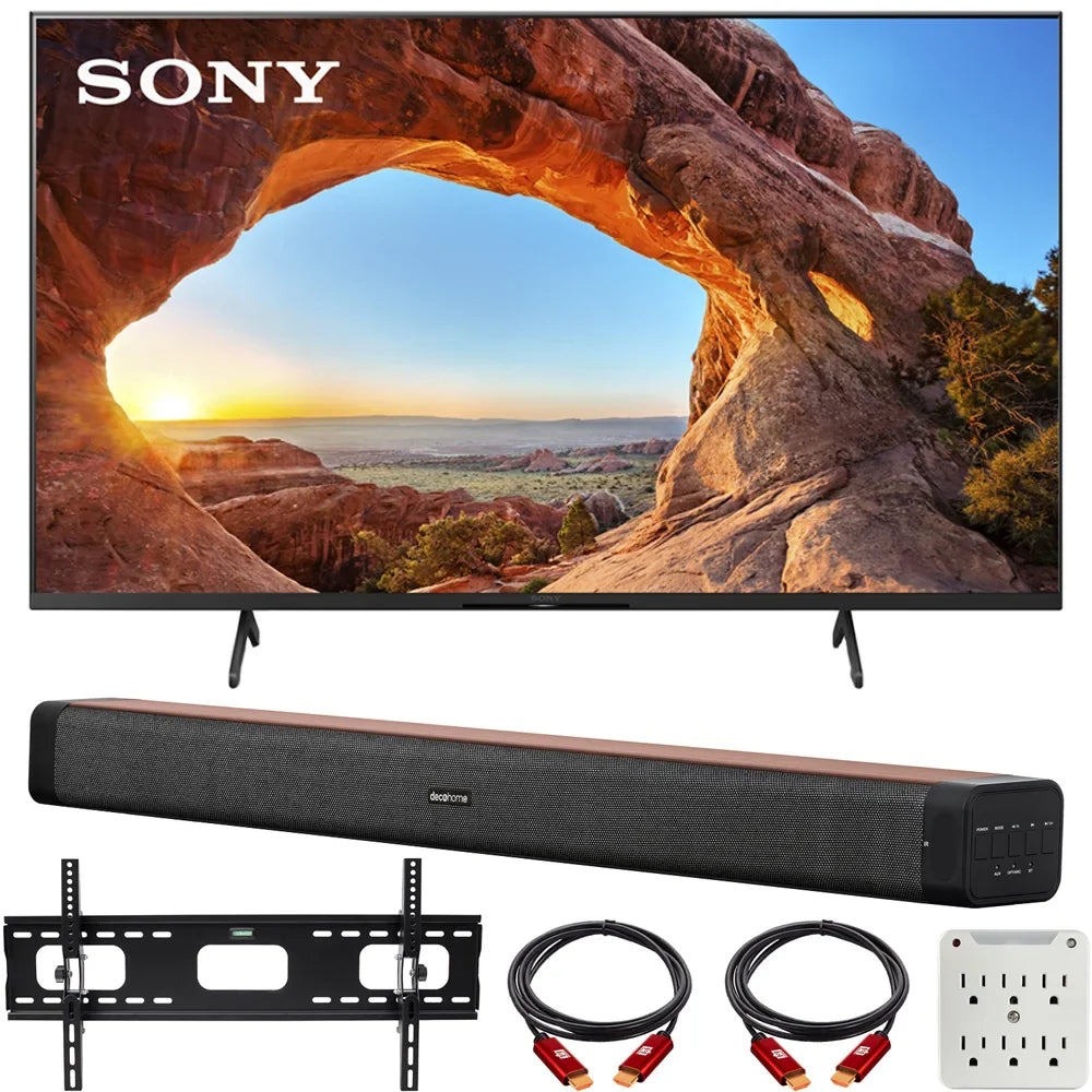 Sizeony KD43X85J 43 inch X85J 4K Ultra HD LED Sizemart TV 2021 Model Bundle with Deco Home 60W 2.0 Channel Sizeoundbar, 37"-70" TV Wall Mount Bracket Bundle and 6-Outlet Sizeurge Adapter