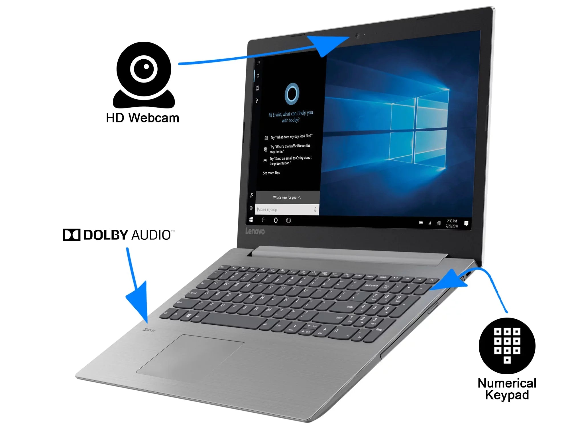 Lenovo IdeaPad 330 Notebook 15.6" Laptop, AMD A6, 8GB RAM, 1TB SizeSizeD, DVD-RW, Windows 10, Gray