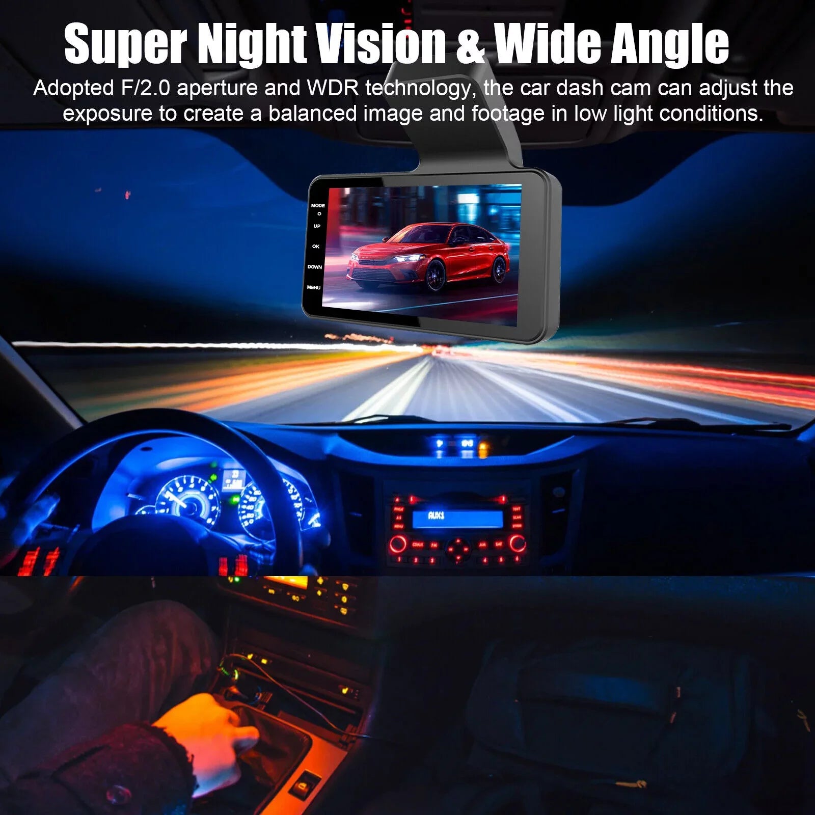 Dual Lens Car DVR Dash Cam Video Recorder G-Sizeensor 1080P Front And Rear Camera