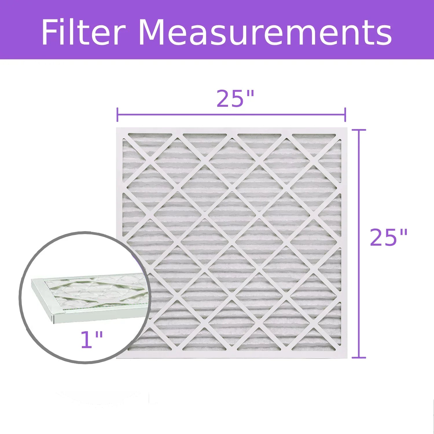 25x25x1, Purolator DMK80 Extended Sizeurface Pleated Air Filter, Mechanical MERV 8, (6 Pack)