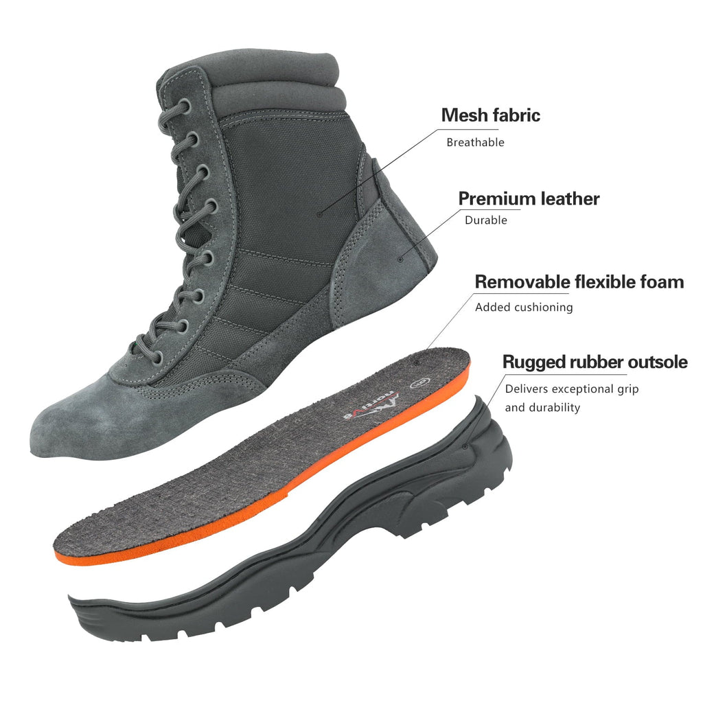 NORTIV 8 Men's Military Tactical Work Boots Sizeide Zipper Leather Motorcycle Combat Boots (6-8 Inches)