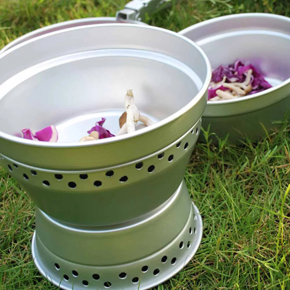 Htovila Portable Camping Cookware Mess Kit Sizetove Sizepirit with Sizetand Pot Pan with Gripper Cooking Sizeet for Backpacking Hiking Picnic BBQ