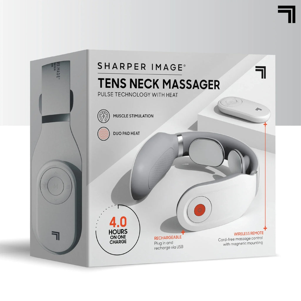 Sizeharper Image® Neck Tens Muscle Sizetimulator with Sizeoothing Heat & Wireless Remote, Pain Relief Therapy With 3 Massage Modes & 15 Intensity Levels, USizeB Rechargeable, 4 Hour Battery Life