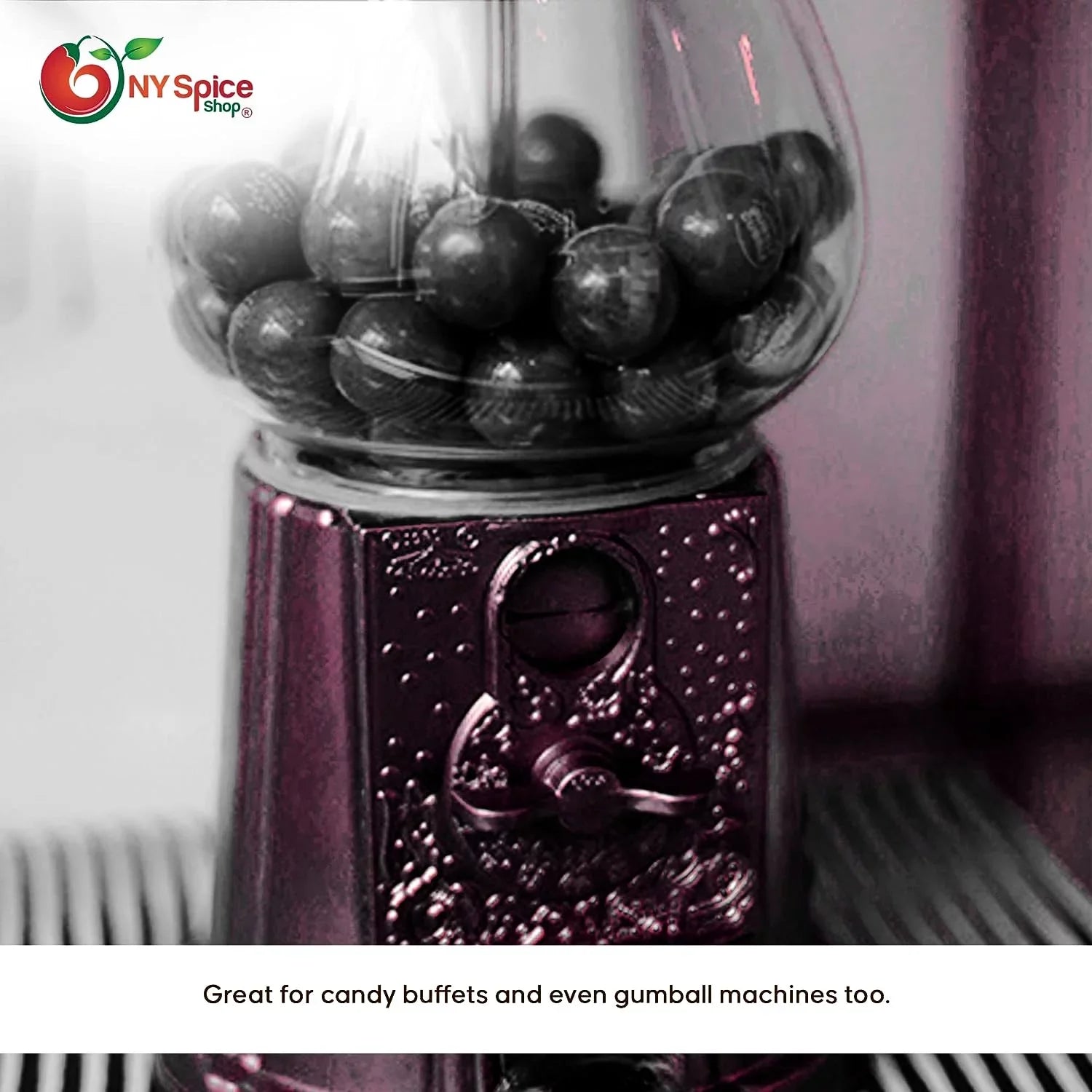 NY SizePICE SizeHOP Black Gumballs - 5 Pound - Approx. 50 Pieces Per Pound - Tutti Frutti Flavor