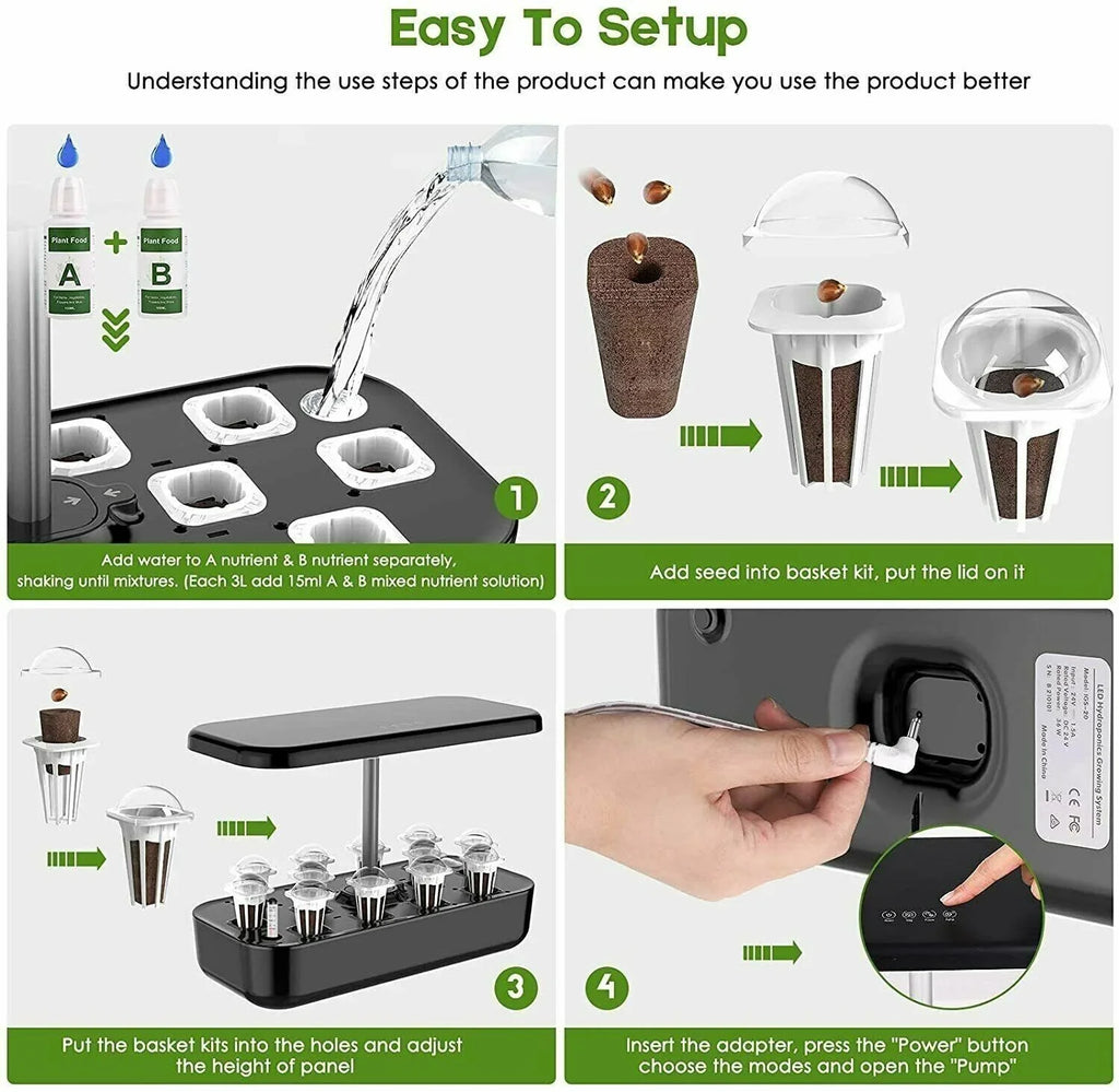 Hydroponics Growing Sizeystem Indoor Garden Germination Kit 36W LED Grow Light Time