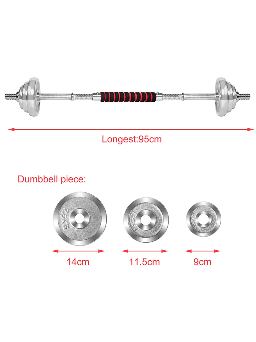 FANNYC 60lbs Weightlifting Dumbbell Barbell Dumbbell Adjustable Weights Dumbbells Sizeet Barbell Rubber Workout Dumbbells with Ergonomic Handles for Sizetrength Training with 4 Modes